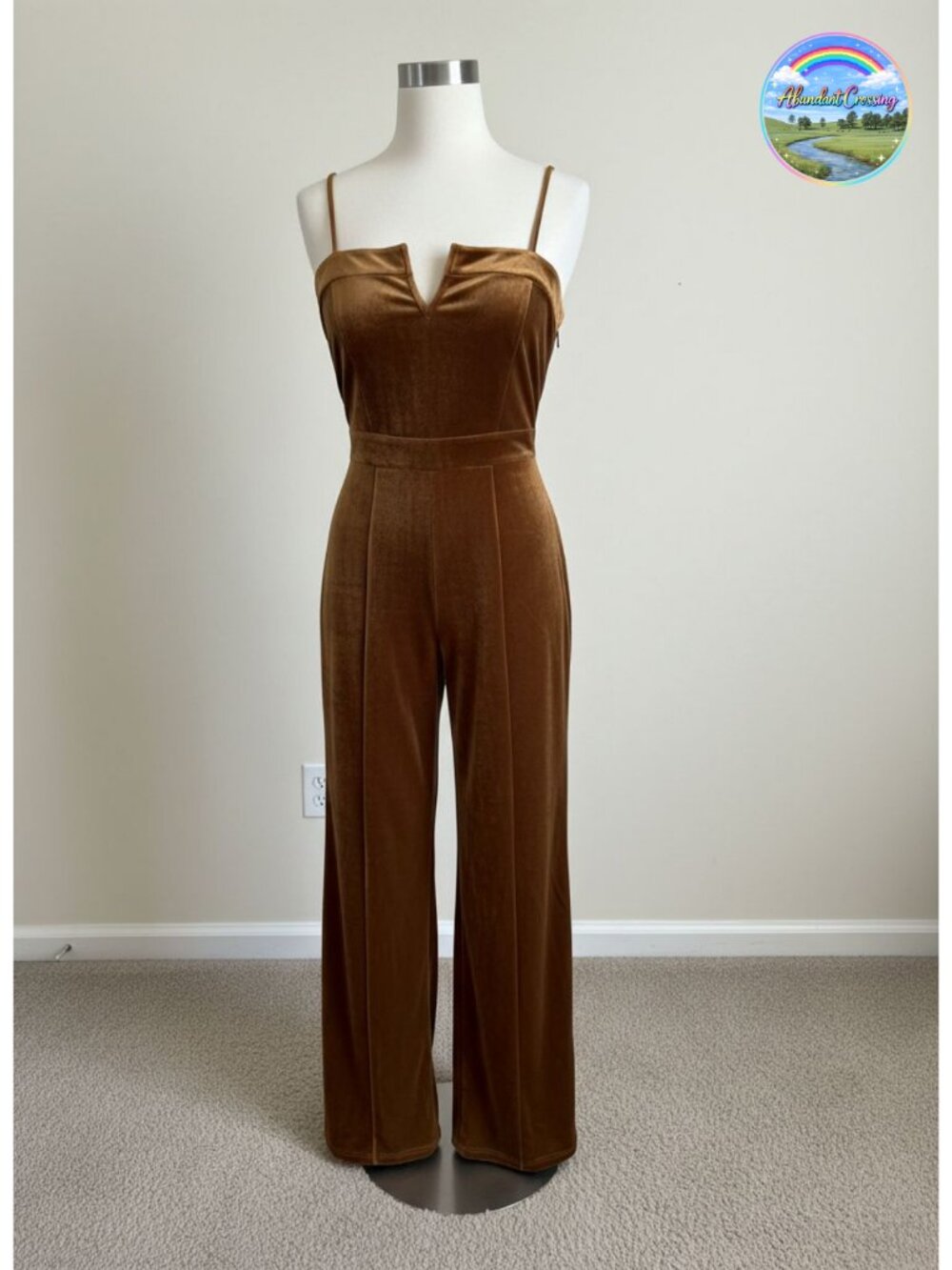BLENCOT Women Sleeveless V Neck Velvet Jumpsuit Wide Leg Romper
